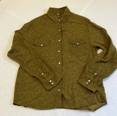 Camisa IRO Press Tachuelas Cierre Detalle Frontal A Presión Verde Oliva Western Boucle S Foto 1 de 4