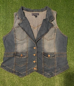 Bandolinoblu Button Front Waistcoat Sleeveless Medium Wash Blue Women's Size 2X - Picture 1 of 7