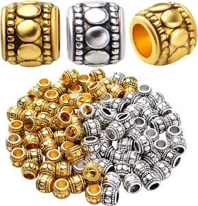 100Pcs Tibetan Alloy Column Spacers Beads Vintage Barrel Beads Tube Spacers Loos - Picture 1 of 7