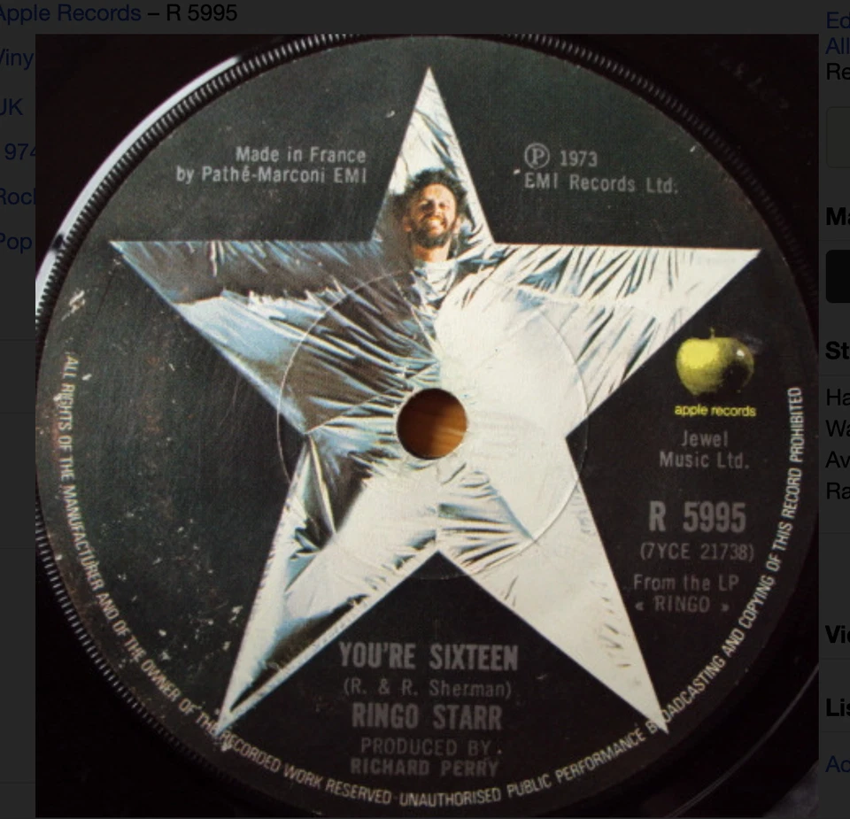 Ringo Starr - You're Sixteen / Devil Woman      R 5995           VINYL MINT - Image 1 of 1