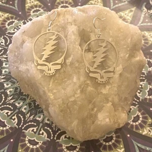 Neu Grateful Dead Band Sterlingsilber Stealie Musik Haken Ohrhänger - Bild 1 von 5
