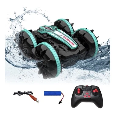 RC Boat & Sonic 2 Toys, 4WD Off Road Car Stunt 2.4GHz Land And Water - Image 1 of 4