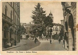 CONEGLIANO VENETO - TREVISO - VIA CAVOUR E FONTANA NETTUNO- VIAGG. 1937 - Foto 1 di 2