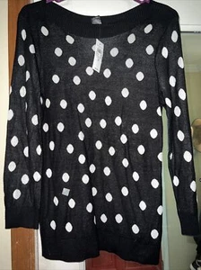 Ann Taylor Factory Polka Dot Rayon Sweater Black Size M Preppy Knit NWT - Picture 1 of 5