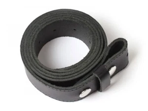 Quality Real Genuine Black Leather Belt - Press Stud Fitting For Buckles Easily - Picture 1 of 2