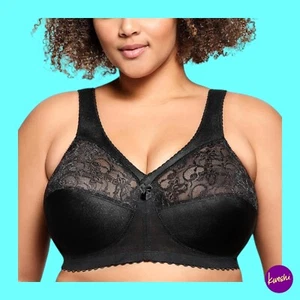 Reggiseno donna GLAMORISE full figure taglie forti MagicLift senza ferretto, nero, UK 46E - Foto 1 di 8