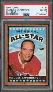 1966-67 Topps Jacques Laperriere All Star #122 HOF PSA 6 EX-MT Montreal GH01 - Picture 1 of 2