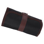 Handmade 24 Slots Roll Up Pencil Case, Oxford Cloth Pouch Brown/Black