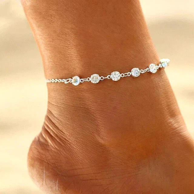 Женская красота на лодыжке с круглым бриллиантом лабораторной огранки 3,20 карата покрытие белым золотом 14 карат - Изображение 1 из 2