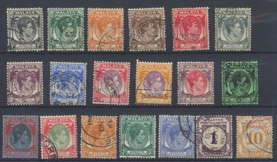 Straits Settlements 1937-1941 1c a $5 SG278/92; 294/5; 298; D1; D5 CV usado 84,75 £ Foto 1 de 2