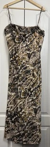 Anthropologie Womens Square Neck Snakeskin Animal Print Slip Dress Large EUC - Picture 1 of 11