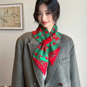 Korean Style Jacquard Woolen Neckerchiefs Winter Knitted Scarves Christmas - Picture 1 of 10