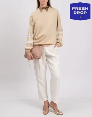 RRP €2995 BRUNELLO CUCINELLI Cashmere Jumper Size M Monili Beads Made in Italy - Image 1 of 4