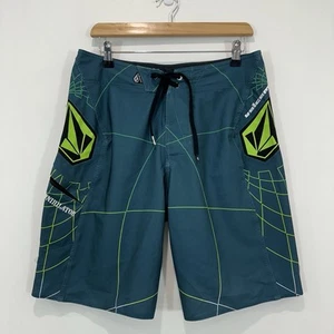 Volcom Dingo Annihilator Dean Morrison Boardshorts Men 32 Green Stretch - Picture 1 of 16