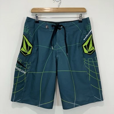 Volcom Dingo Annihilator Dean Morrison Boardshorts Men 32 Green Stretch - Image 1 of 4