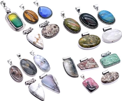 Gemma Ciondolo Mix Lotto Artigianale Collana Cristallo Ciondoli,Argento - Immagine 1 di 4