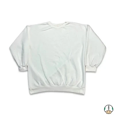Vintage Blank Sweatshirt Mens Medium White 90s Classic Pullover Crewneck - Image 1 of 4