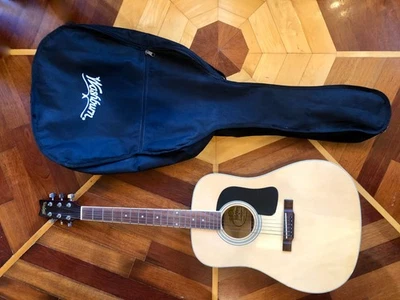 NEW Washburn D8TPAK Acoustic Guitar Natural w/ Built in Tuner &Soft Gig Bag Case - image 1 of 4