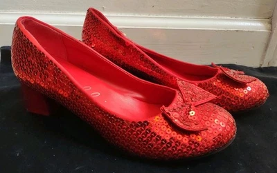 ELLIE Sequined Red Shoes Womens 7 Holiday Party Dorothy Costume Ruby Slippers - Image 1 of 4