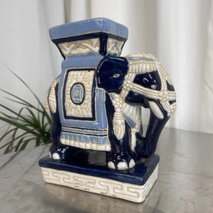 Vintage Hollywood Regency Elephant Ceramic Hand Painted Oriental Plant Stand - Picture 1 of 10