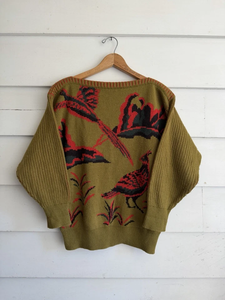 20 世纪 80 年代 Mondi 西德羊毛丙烯酸船领野鸡毛衣 - M — 第 1/4 张图片