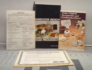 Hamilton Beach Food Processor 1978 Manual and Accessories Catalog Lot - Imagen 1 de 2