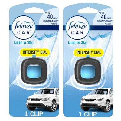 2 Pack Febreze Car Vent Clip Air Freshener, Linen & Sky - Image 1 of 4