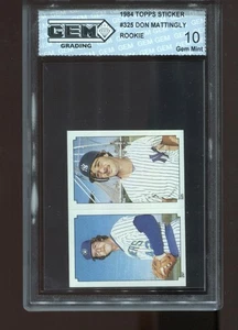 Pegatina Topps Don Mattingly Rookie 1984 #325 RC MLB New York Yankees gema como nueva 10 - Imagen 1 de 2