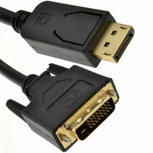 2M DisplayPort Display Port DP to DVI-D 24+1 Male Lead Digital Video Cable Black - Picture 1 of 4