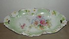 UNMARKED 13" OVAL VINTAGE FLORAL SERVING DISH - OPEN HANDLED 