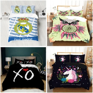 Unicorn Black Duvet Cover Set Bedding Set Pillow Cases Single Double King Size - Picture 1 of 14