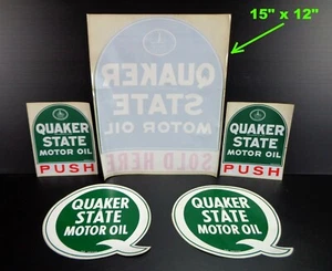 Vintage QUAKER STATE OIL - Sticker Set - TOMBSTONE not Porcelain Signs - Picture 1 of 10
