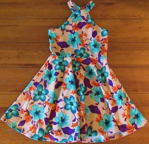 Brand New Un Deux Trois Girls Size 8 Floral Tropical Flare Dress Style #T3328K - Picture 1 of 17