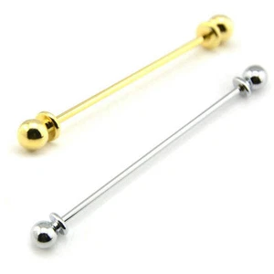 Mens Collar Bar Neck Tie Shirt Pin Tie 6 cm Silver Gold Clip Clasp Boys Gift UK - Picture 1 of 5