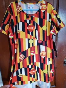 NWT LULAROE Girl's 12 Black Yellow Red Holiday Ornaments GRACIE Shirt - Picture 1 of 7