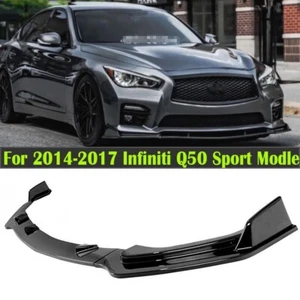 Front Bumper Lip Spoiler Splitter For 2014-2017 Infiniti Q50 Sport Glossy Black - Picture 1 of 7