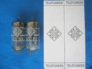 2x ECC83 / 12AX7 TELEFUNKEN tubes - RIBBED  plates - ECC83 - 1959