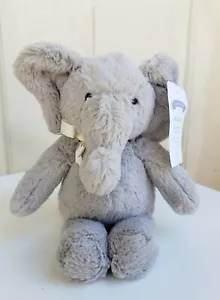 New Pottery Barn Kids 11" Grey Elephant Plush White Bow Stuffed Animal Baby - Picture 1 of 5