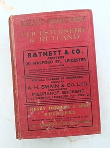 KELLY'S DIRECTORY OF LEICESTERSHIRE & RUTLAND w/ fold-out maps, 1936. - Picture 1 of 4