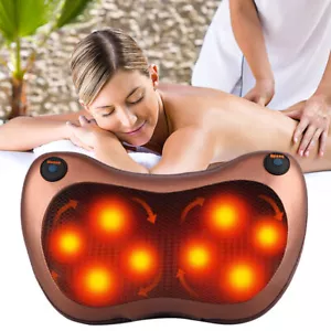 Shiatsu Shoulder Neck and Back Massager Pillow with Heat Deep Kneading Cushion - Picture 1 of 15