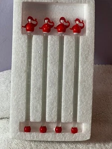 Christmas drink stirrers set of 4 vintage glass swizzle sticks art deco santa - Picture 1 of 5