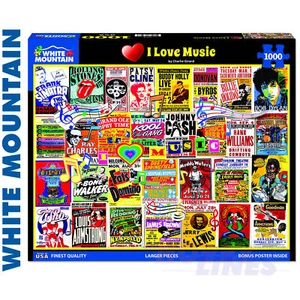 I LOVE MUSIC 1000 pc super deluxe Jigsaw Puzzle WHITE MOUNTAIN 1634 - Picture 1 of 10