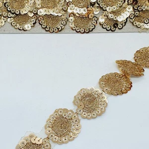 3cm gold Glitter Sequin braid trim indian arabic ribbon lace Applique - Picture 1 of 2