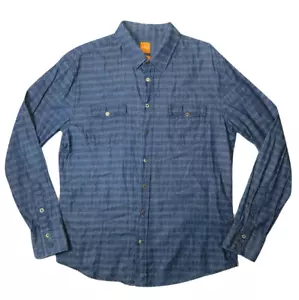 HUGO BOSS EdaSlimE Mens Shirt XL Chambray Slim Fit Blue Cotton Casual Designer - Bild 1 von 9