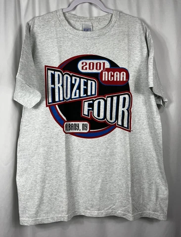 Vintage NCAA Hockey Frozen Four Shirt 2001 Gray Mens XL Logo Albany, NY Cover