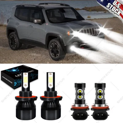 Combo de faros LED altos/bajos + faros antiniebla + para Jeep Renegade 2015 2016-2020 Foto 1 de 4