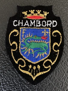 Shield Style CHAMBORD France Region Fire Dragon 3" Patch w/ Gold On Black Felt - Picture 1 of 2
