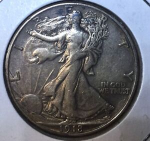 1918 S Walking Liberty Half Dollar, XF condition, Great Coin