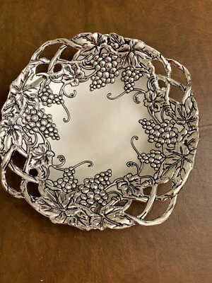 NIB GODINGER Silver Plated Grape Design Square Serving Tray 12.5" D - Image 1 of 2