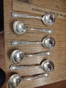 Menge 6 Gorham Butterdose Sterlingsilber 5 3/8" Runde Schüssel Gumbo Suppe Löffel - Bild 1 von 4
